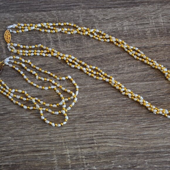 Vtg Seed Pearl Necklace and Bracelet Set - Picture 4 of 6